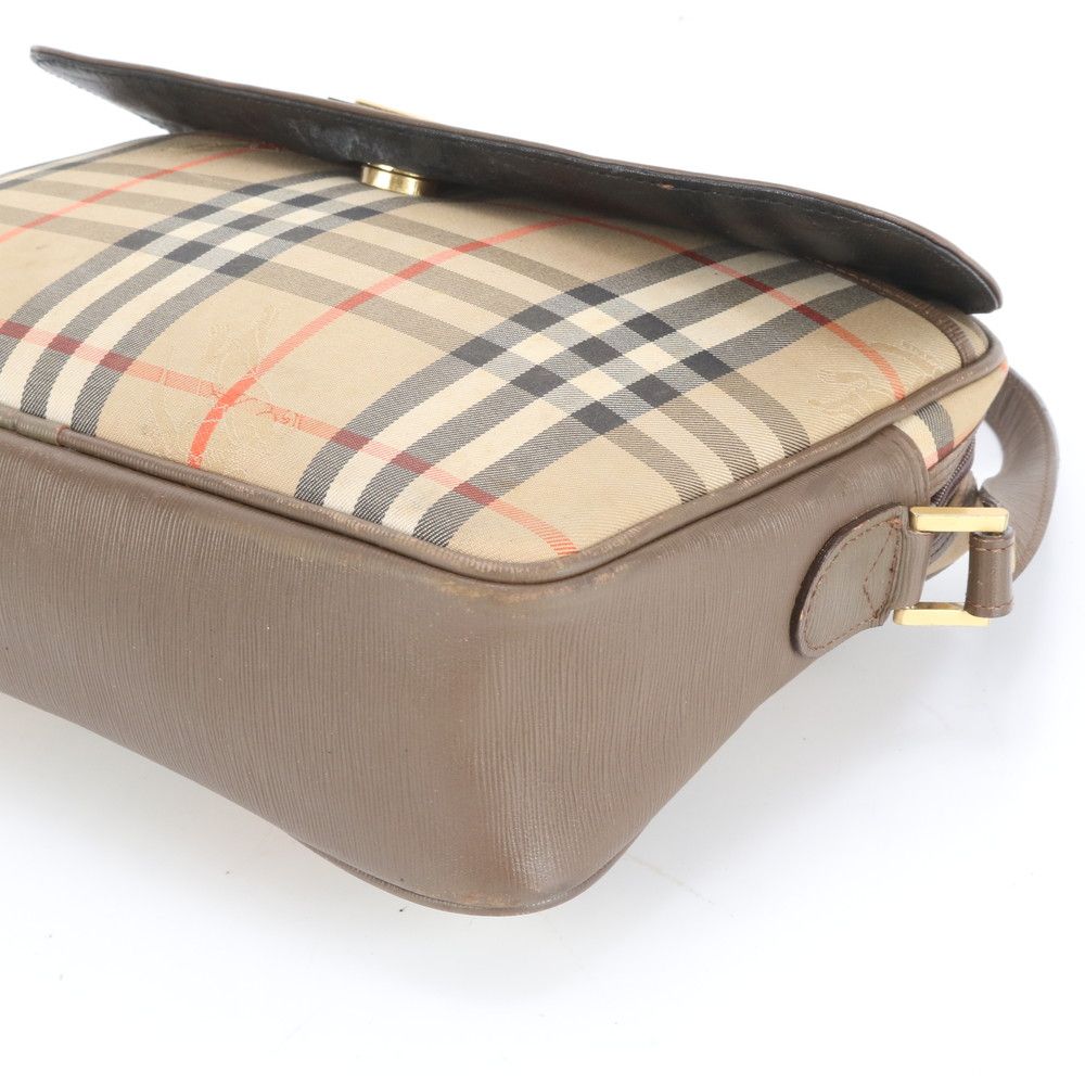 バーバリー　ブラウン　レザー　ノバチェック　ショルダーバッグ　クロスボディ バーバリー ショルダーバッグ ノバチェック レザー クロスボディ