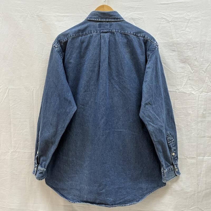 ラルフローレン 90s BLAIRE ポニー 刺繍 デニム シャンブレー ボタン