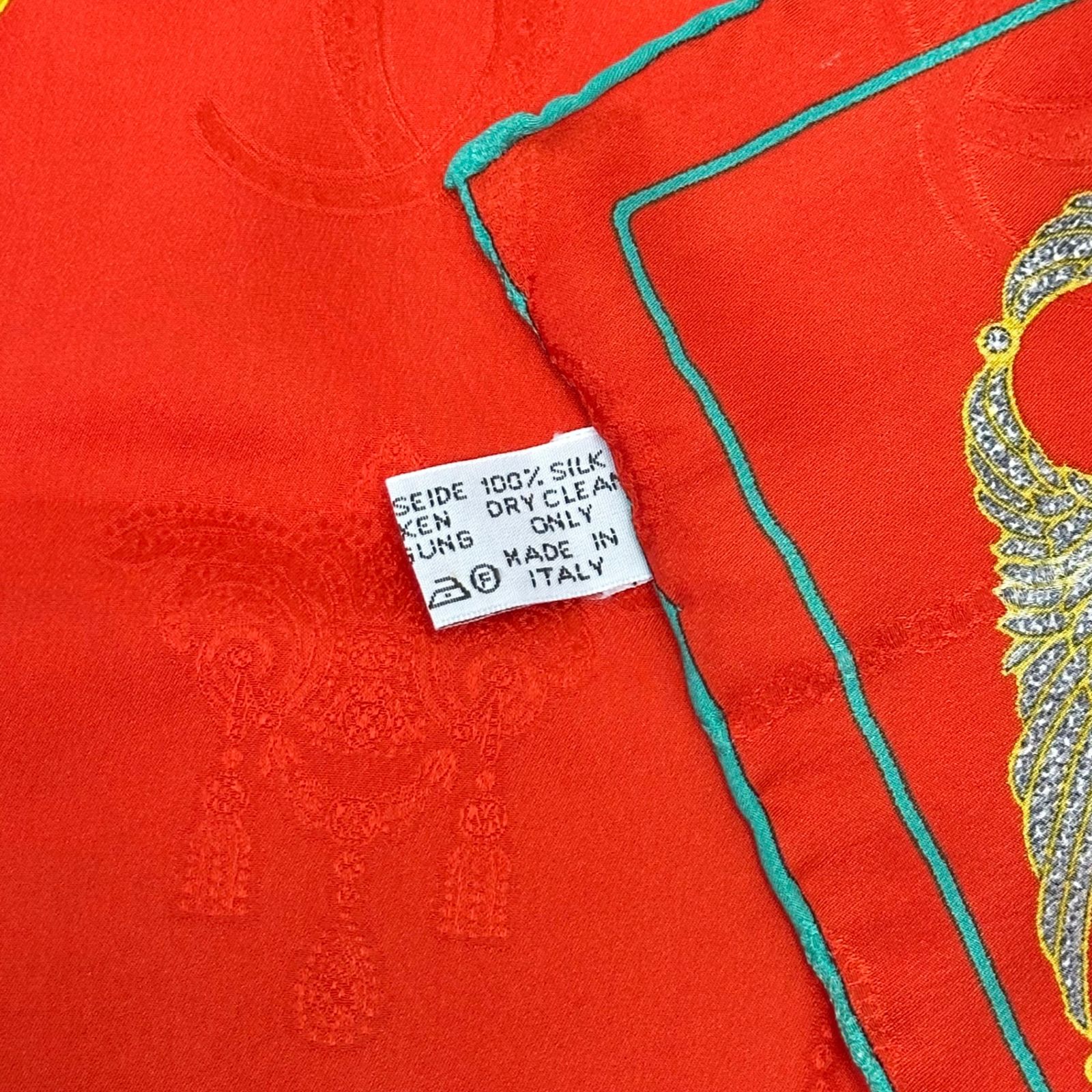 新品同様 Cartier スカーフ ジュエリー 宝石柄 シルク100％ 赤 レッド