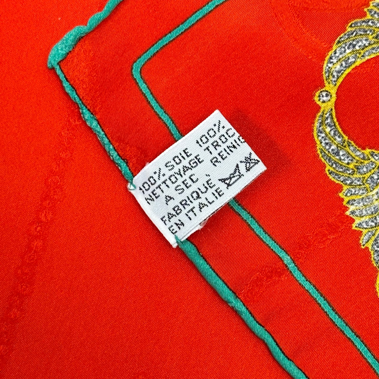 新品同様 Cartier スカーフ ジュエリー 宝石柄 シルク100％ 赤 レッド