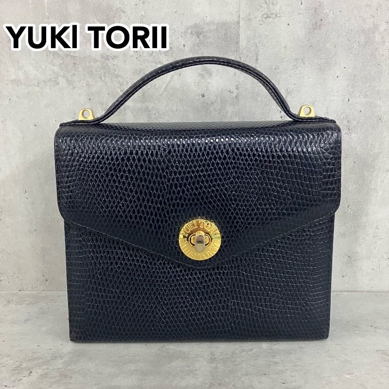 YUKI TORII ユキトリイ 極美品 希少ネイビー 濃紺 リザード型押し 