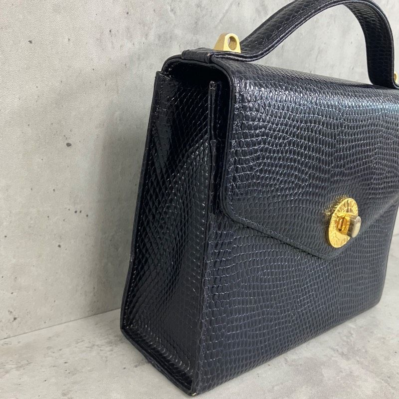 YUKI TORII ユキトリイ 極美品 希少ネイビー 濃紺 リザード型押し 