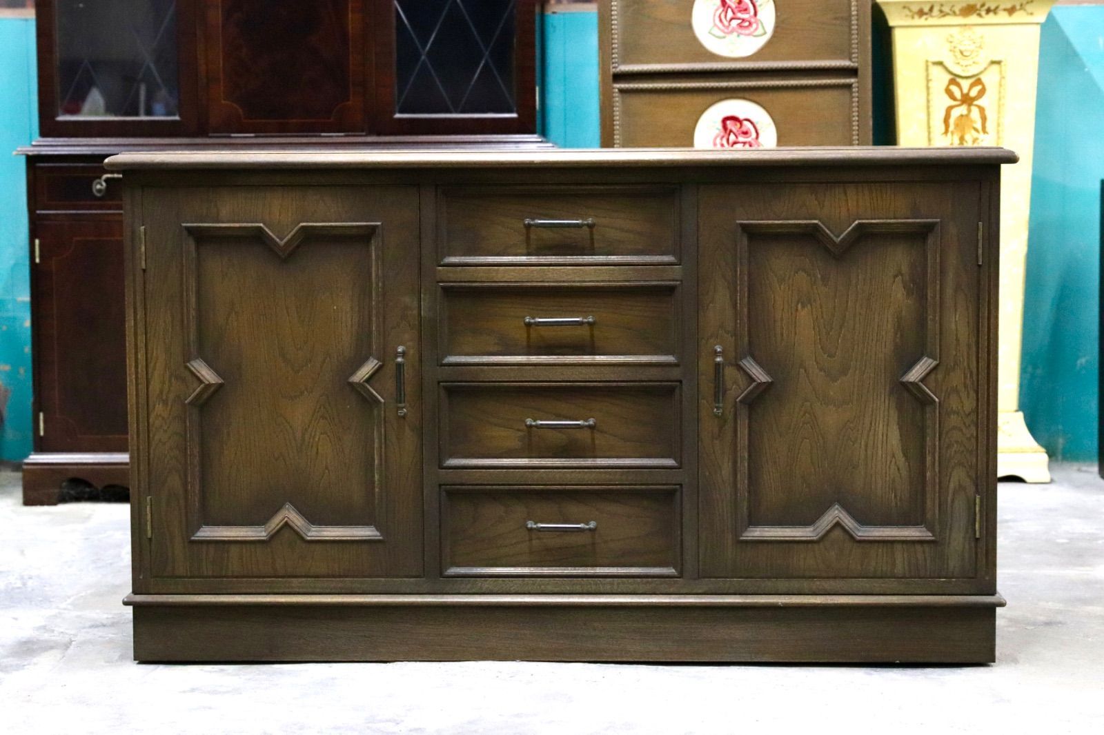 GMIK626○神戸洋家具 永田良介商店 サイドボード リビングボード 楢材