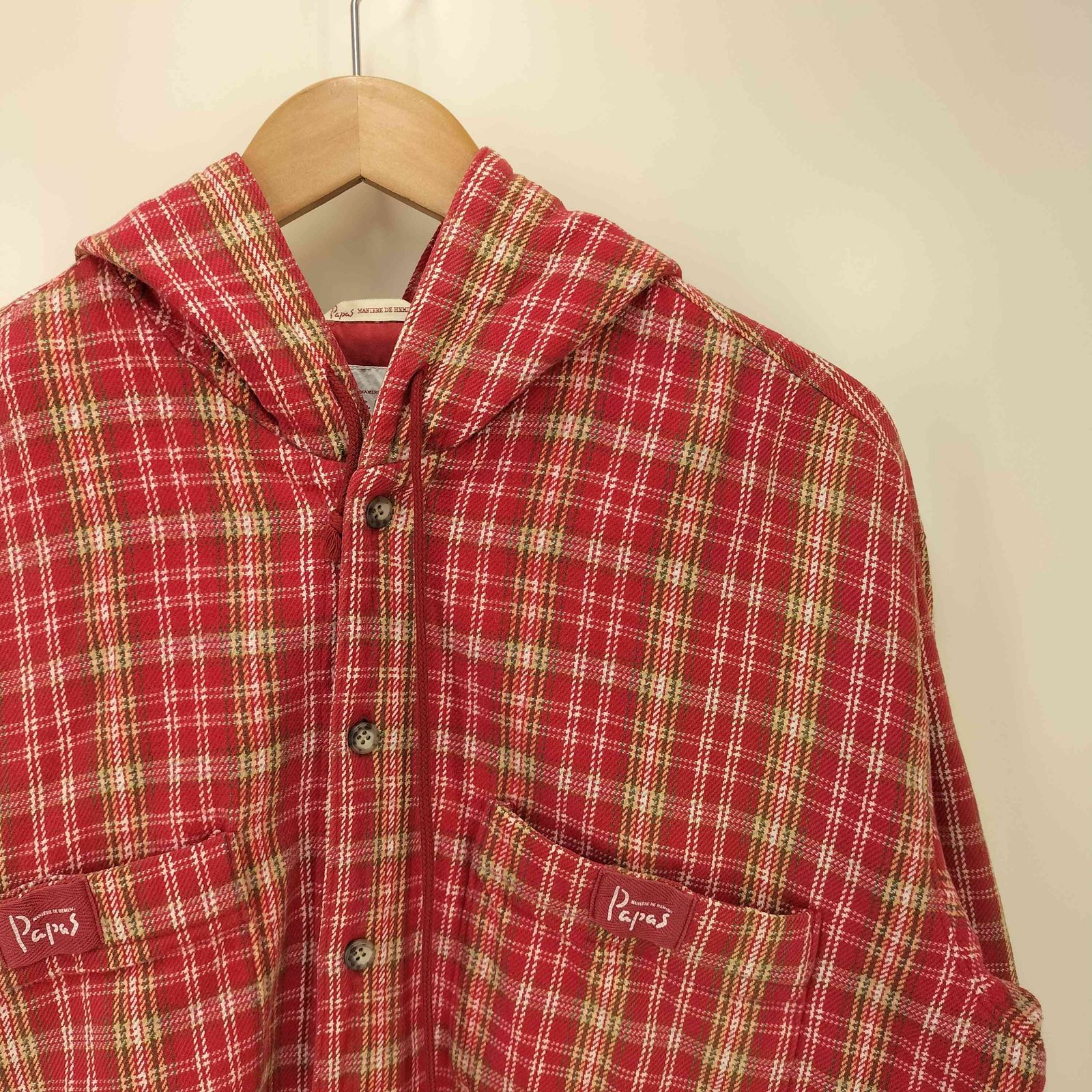 美品 Papas パパス ジャケット カバーオール 裏地チェック 日本製 M 美品 Papas パパス ジャケット カバーオール 裏地チェック 日本製 M 美