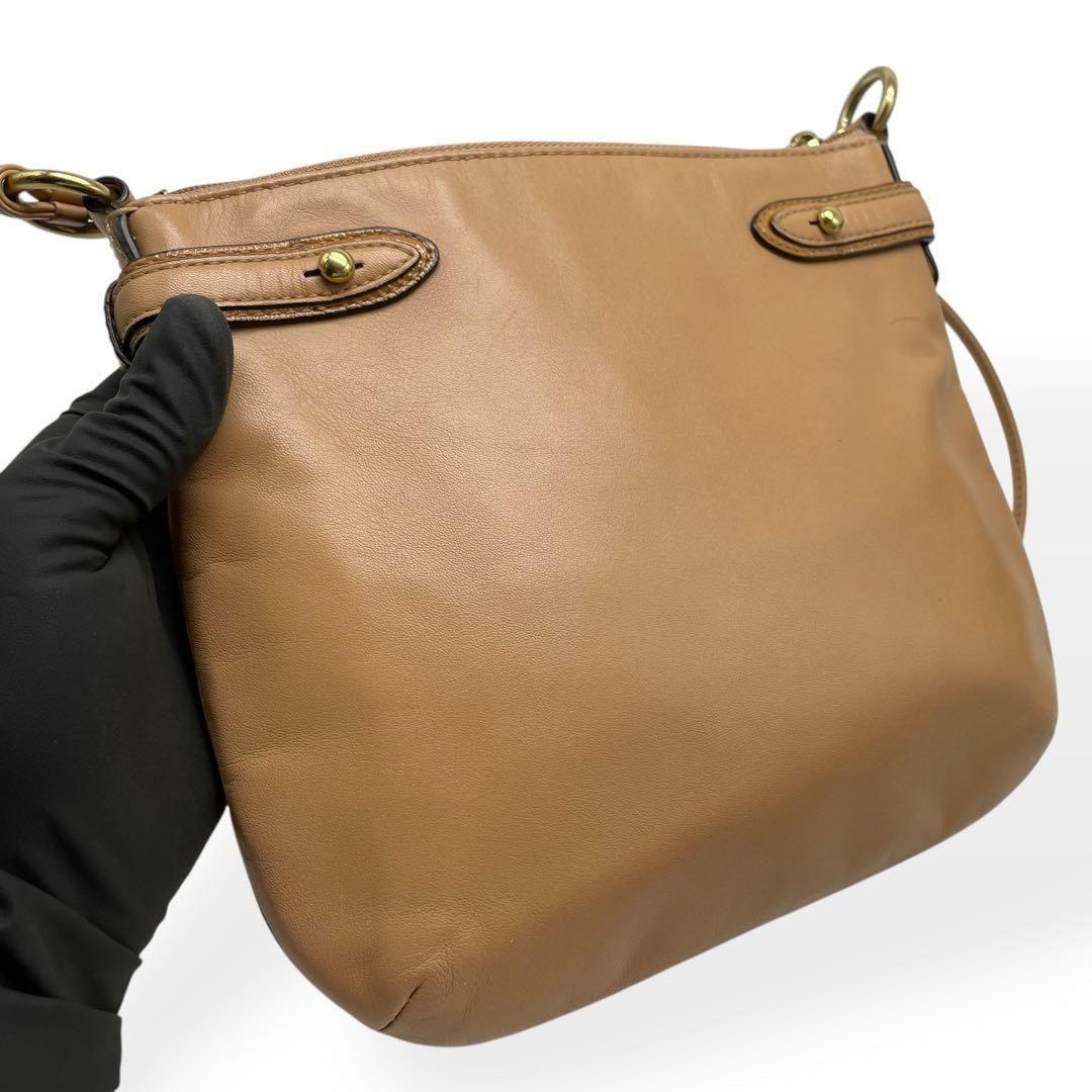 美品 レア COACH コーチ ショルダーバッグ レザー パイソン調 ベージュ
