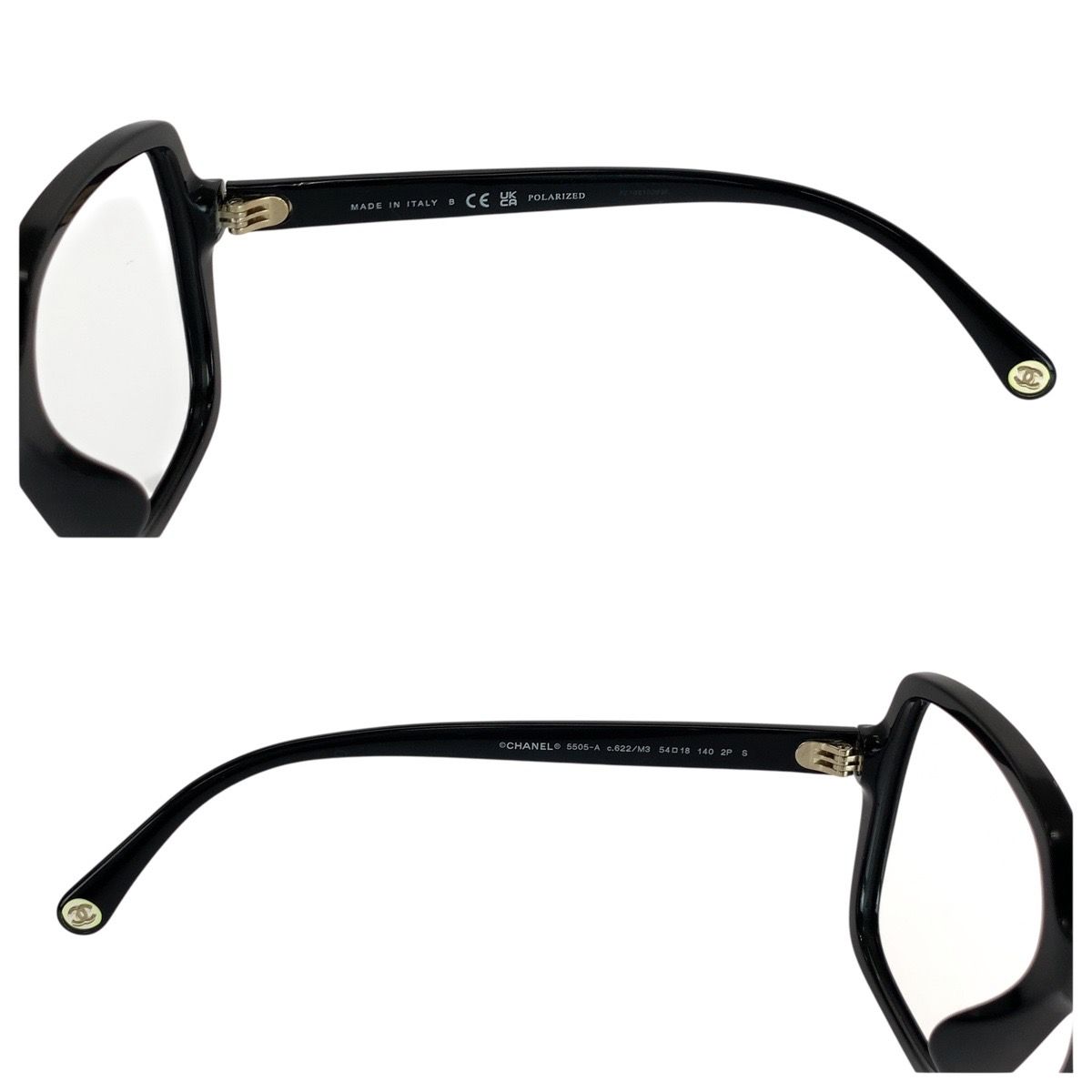 美品 シャネル ココマーク ブラック ゴールド金具 プラスチック 5505-A