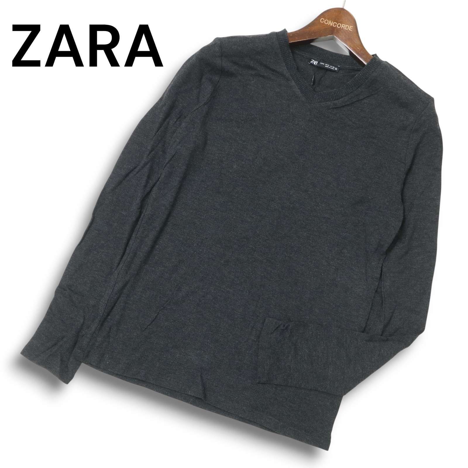 ZARA ザラ マン 秋冬 現行タグ☆ ウール混 デザイン 総柄 クルーネック 