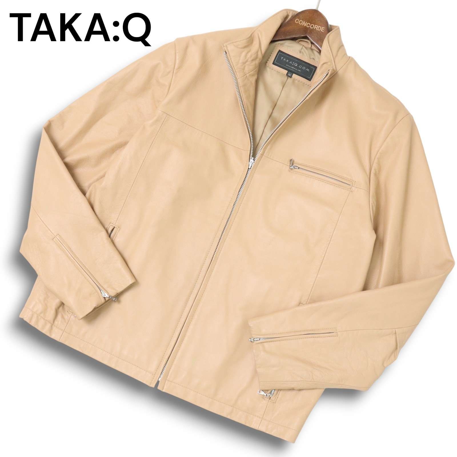 激レア　TAKA-Q　ライダースジャケット　シングル　Ｌサイズ　ホワイト　牛革 激レア TAKA-Q ライダースジャケット シングル Lサイズ ホワイト 牛革