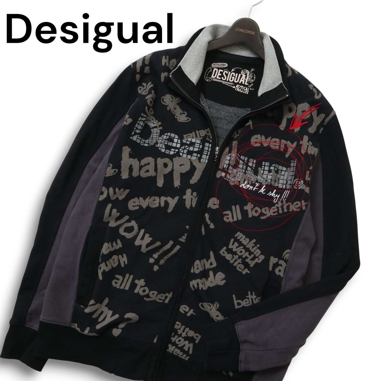Desigual デシグアル 秋冬 裏起毛☆ レイヤード風 英字 ロゴ 
