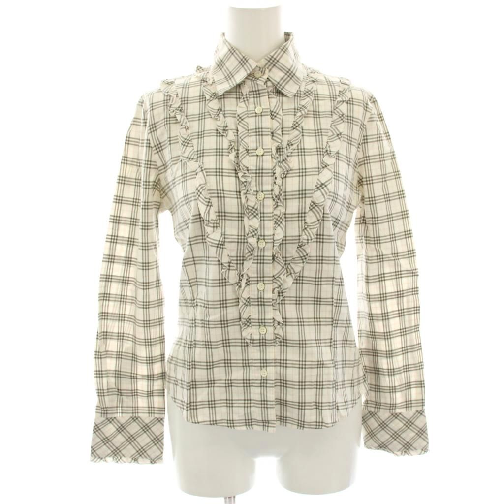 BURBERRY BLUE LABEL チェック柄 ブラウス フリル 袖リボン BURBERRY BLUE LABEL チェック柄 ブラウス フリル 袖リボン