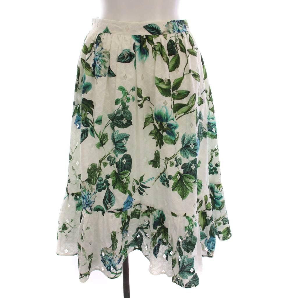 ブルマリン Blumarine フレアスカート ひざ丈 花柄 刺繍 総レース 38
