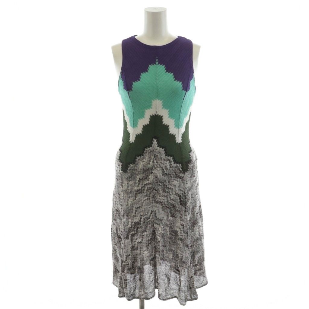 ミッソーニ MISSONI ニットワンピース ミモレ ロング ノースリーブ  