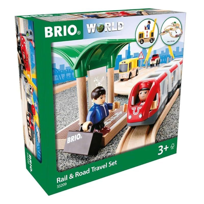 迅速発送】BRIO (ブリオ) レール&ロードトラベルセット [全33ピース