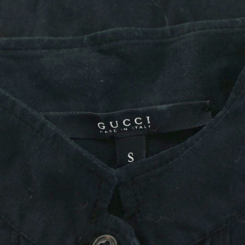 グッチ GUCCI ブラウス プルオーバー ノースリーブ ハーフボタン S 黒
