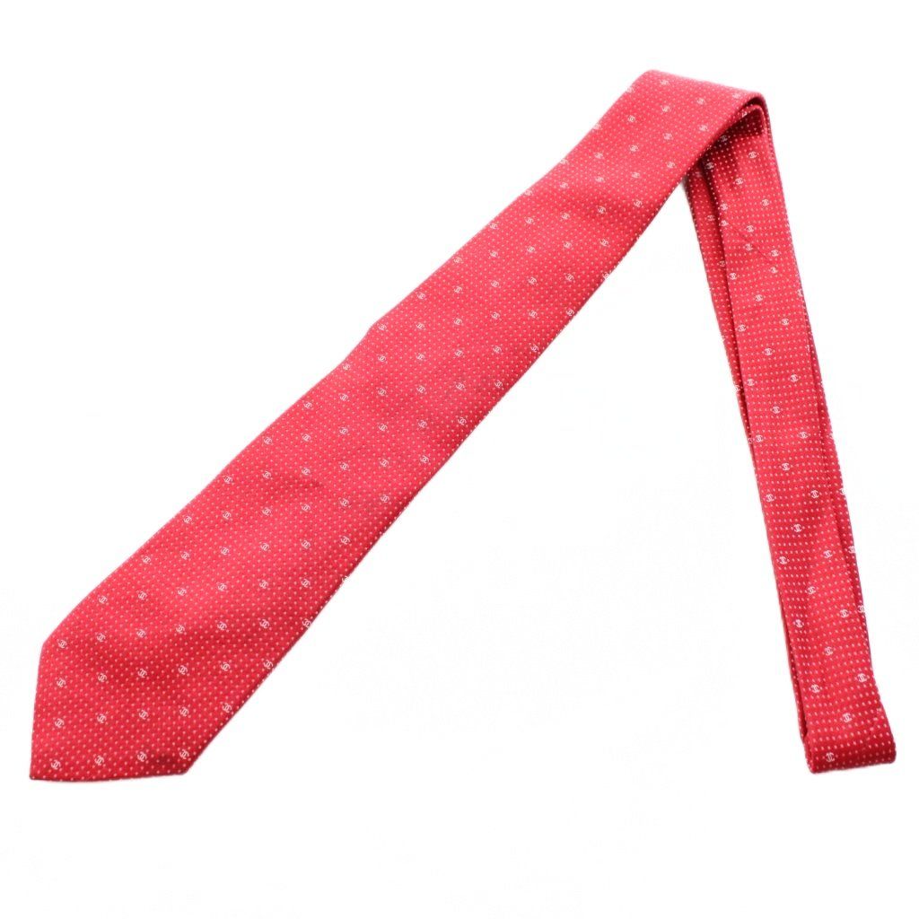 シャネル ネクタイ 赤茶 CCココマーク 総柄 極美品✨シャネル ココマーク