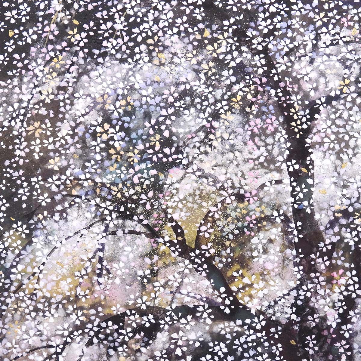 木村圭吾 春韻妙義 紙本彩色10号 風景画 共シール 桜 月光 妙義山 群馬