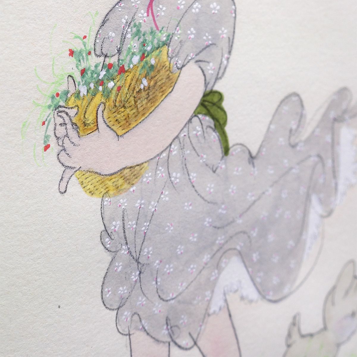 中島潔 風の詩 紙に水彩8号 人物画 少女 直筆サイン画題 人気シリーズ