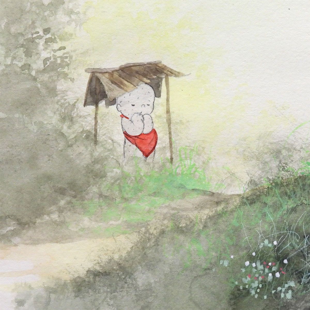 中島潔 風の詩 紙に水彩8号 人物画 少女 直筆サイン画題 人気シリーズ