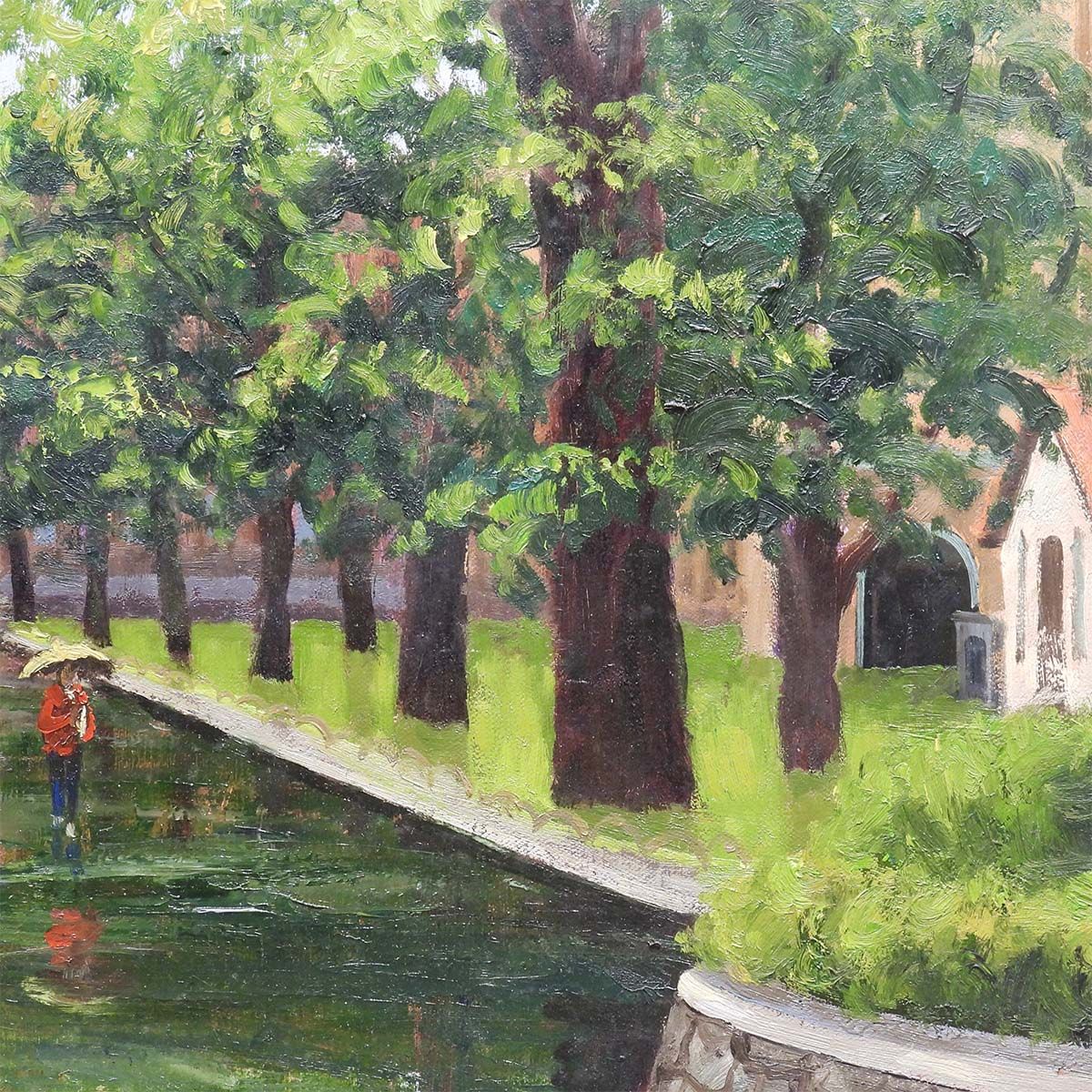 樋口洋 北大新緑の頃 油彩10号 風景画 北海道 日展理事 首相官邸蔵