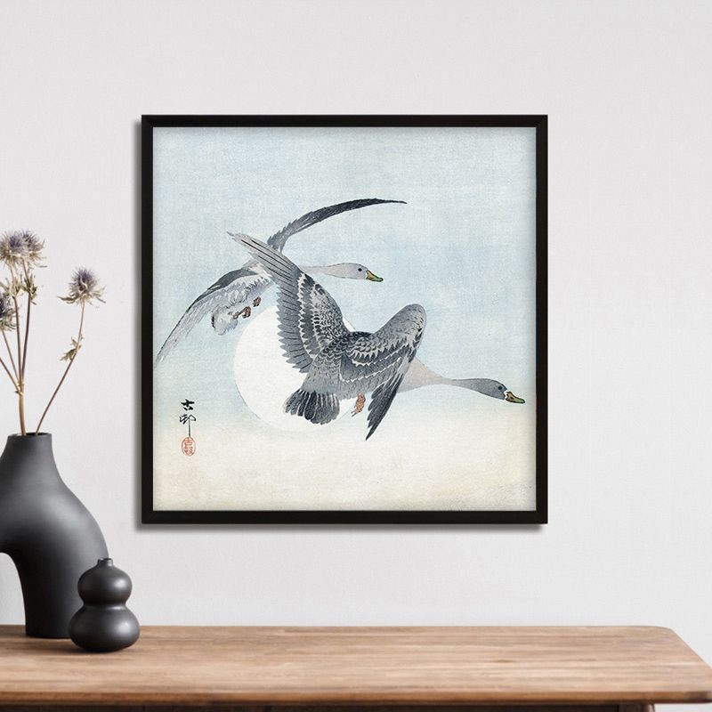 A2短辺正方形 小原古邨 ポスター 二羽の鵞鳥 浮世絵 日本画 和風 アートポスター 小原祥邨 おはらこそん (rossografico 25-100071_a2)