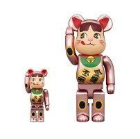 新品】 BE@RBRICK 招き猫 ペコちゃん 金運ダブル小判 桃金メッキ 100