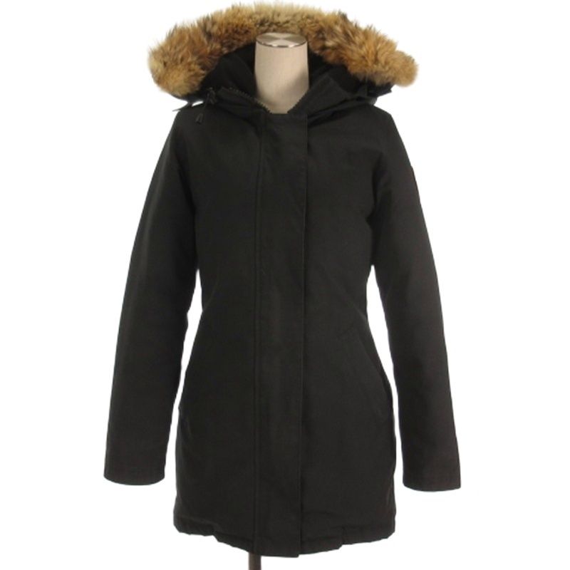 カナダグース ヴィクトリアパーカー ダウンコート 2way コヨーテファー ロゴ カナダグース ヴィクトリアパーカー ダウンジャケット ミドル丈 ジップ