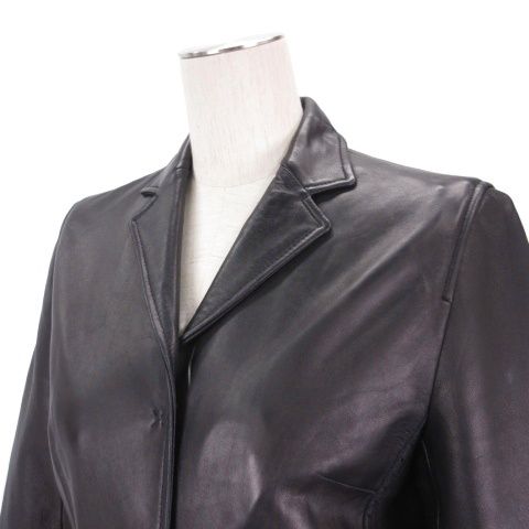 極美品　コムサデモード　ラムレザー　テーラードジャケット　羊革　黒　ブラック　3 コムサデモード COMME CA DU MODE ラムレザー テーラード ジャケットM