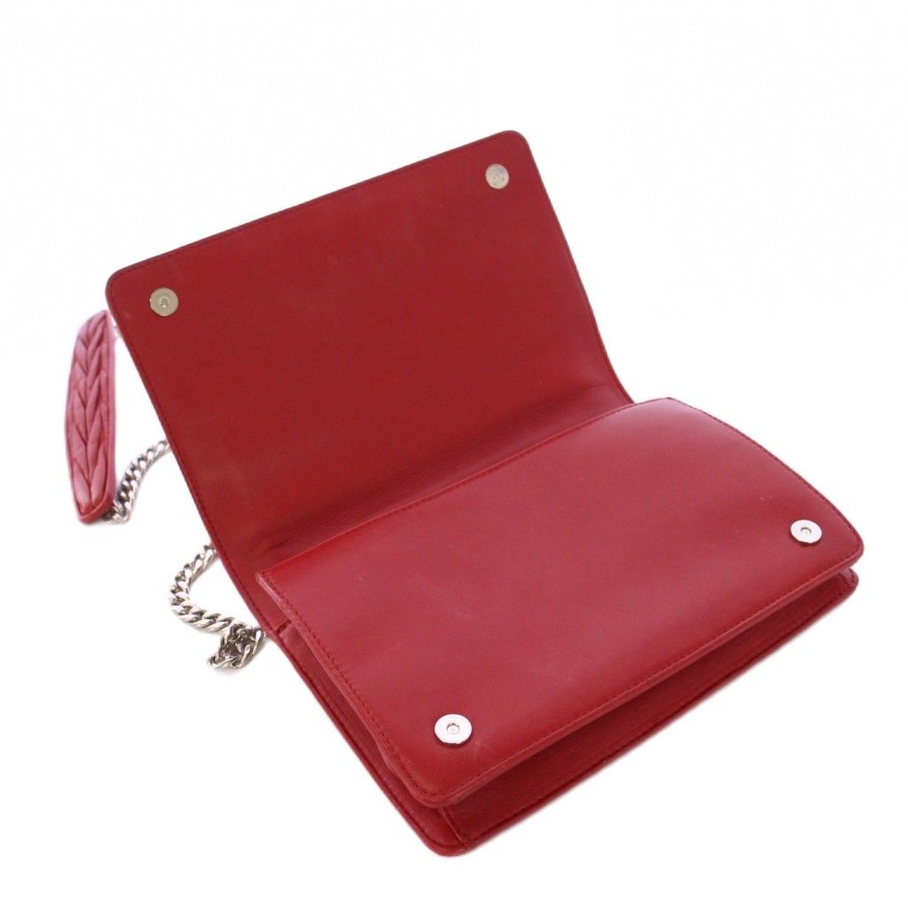 ミュウミュウ miumiu マテラッセ スタッズ ショルダーバッグ レザー 赤