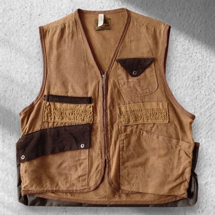 □古着 70s~80s SAFTBAK ハンティングベスト ヴィンテージ キャメル