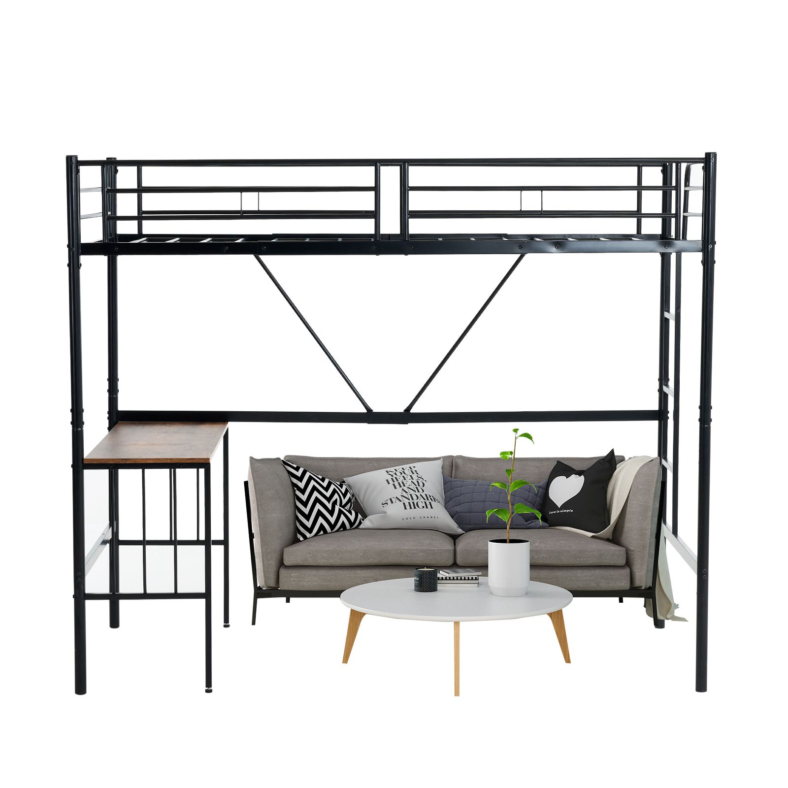 ロフトベッド 【新品】 ホワイトロフトベッド パイプベッド シングル