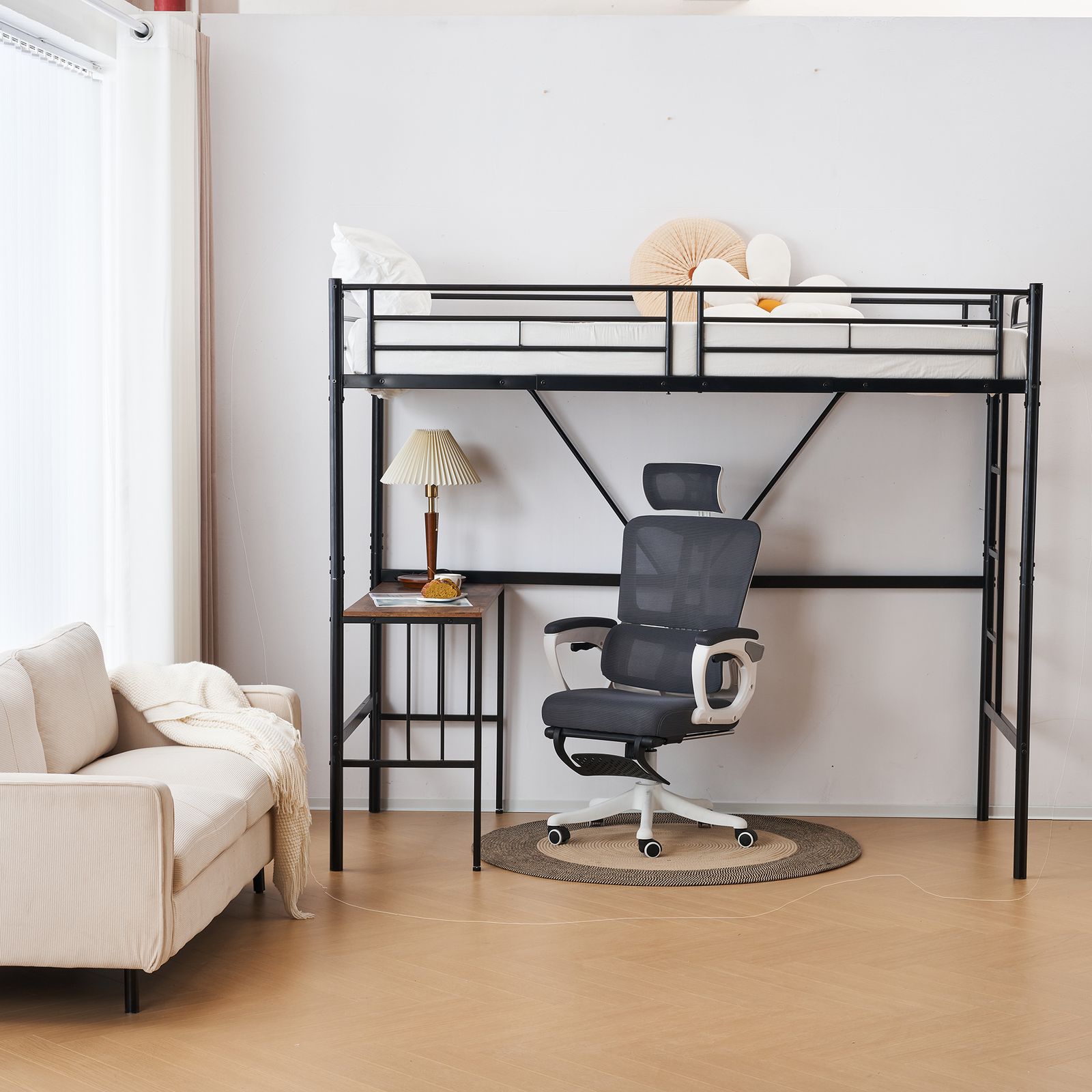 ロフトベッド 【新品】 ホワイトロフトベッド パイプベッド シングル