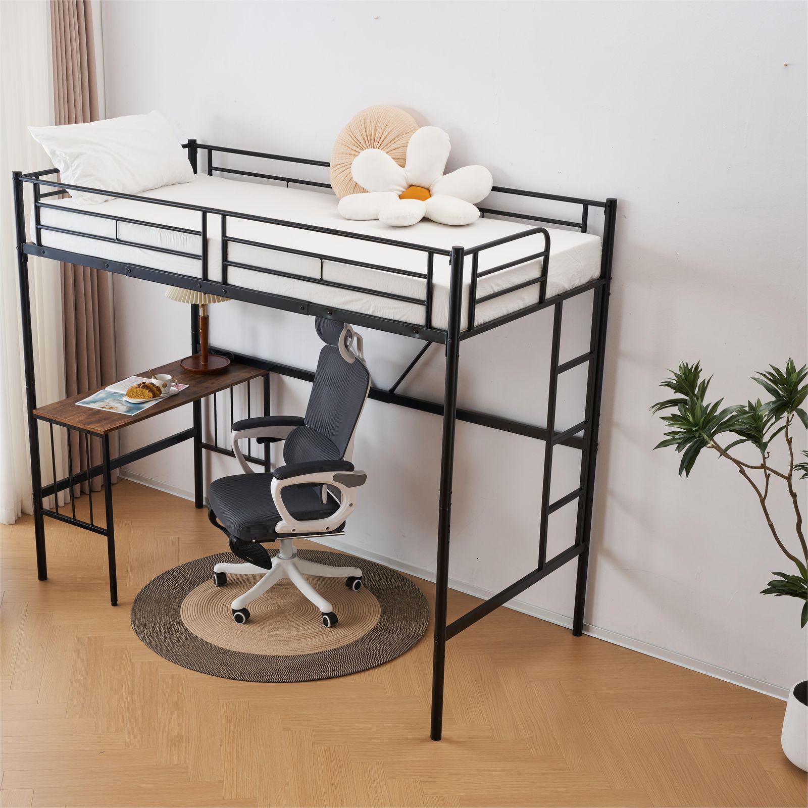 ロフトベッド 【新品】 ホワイトロフトベッド パイプベッド シングル