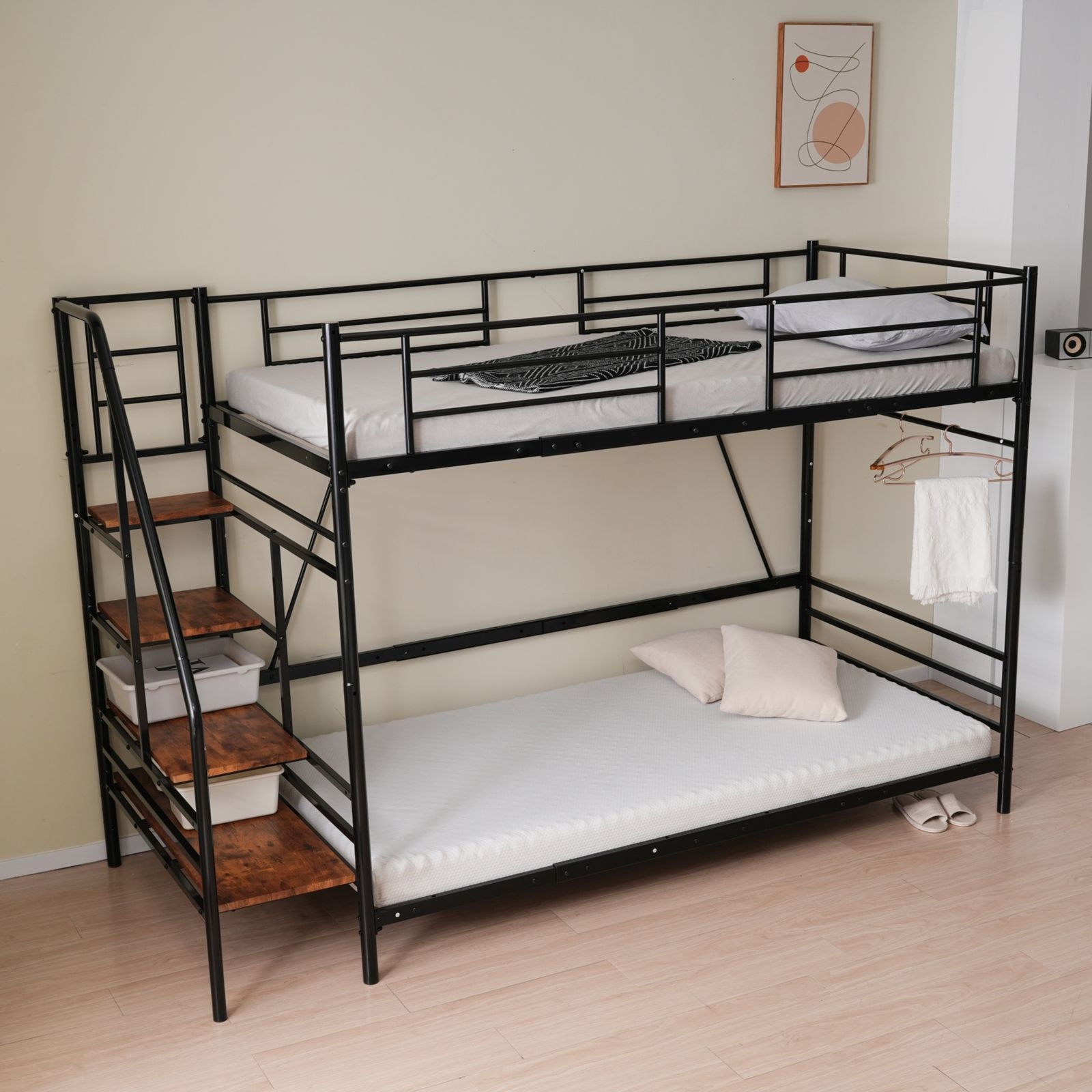 ロフトベッド 【マットレス2個付き】S ロフトベッド 階段付き S パイプ