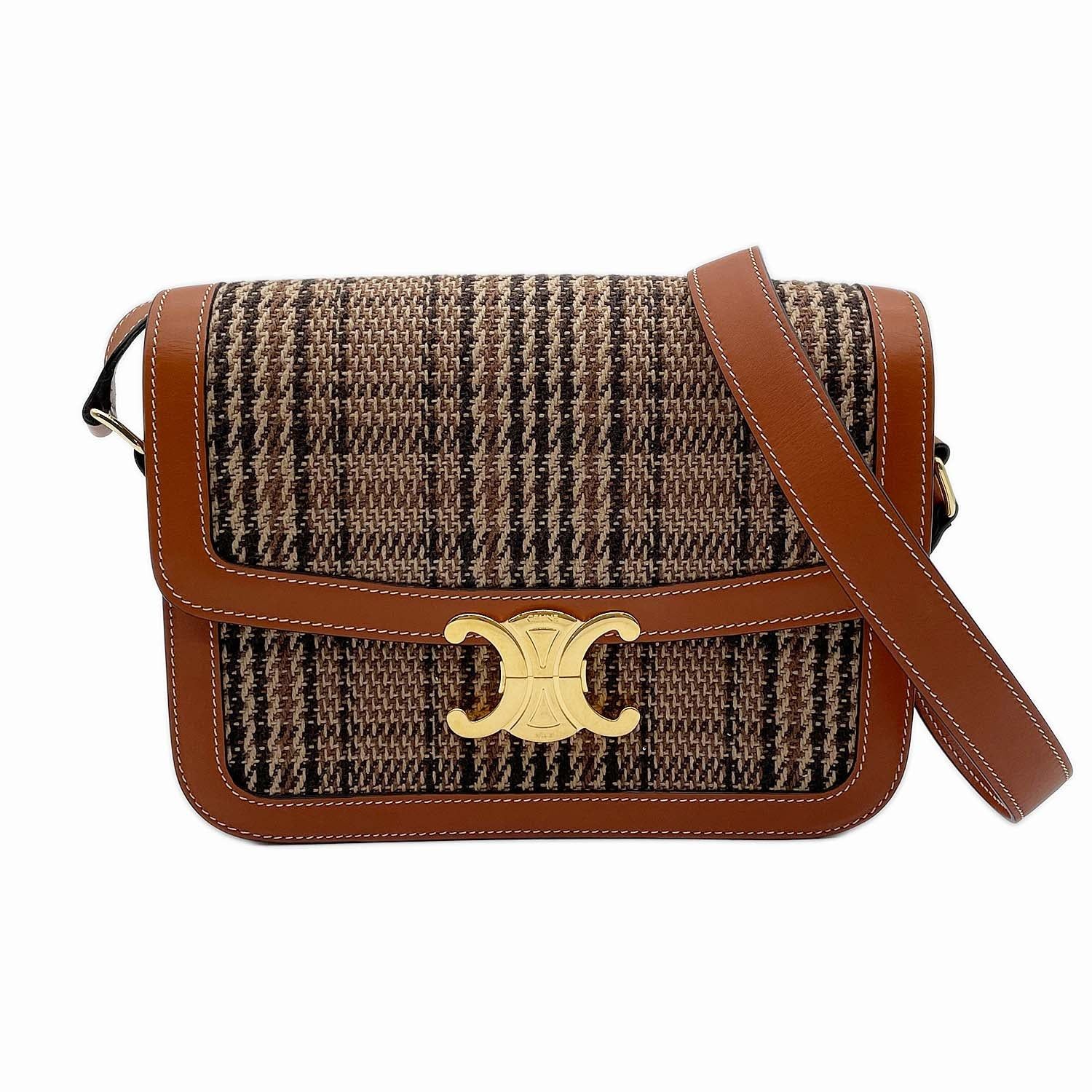 CELINE セリーヌトリオンフ クラシック ショルダーバッグ チェック柄