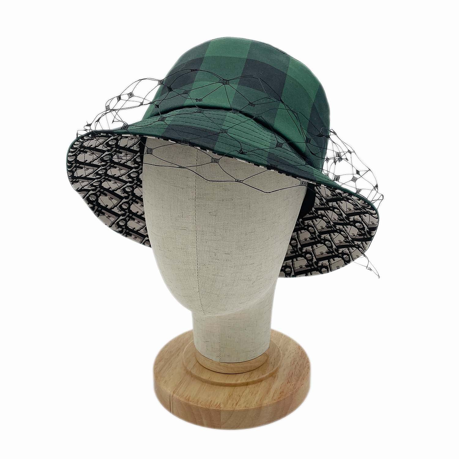 Dior ディオール TEDDY-D ボブハット ベール付き チェック×トロッター