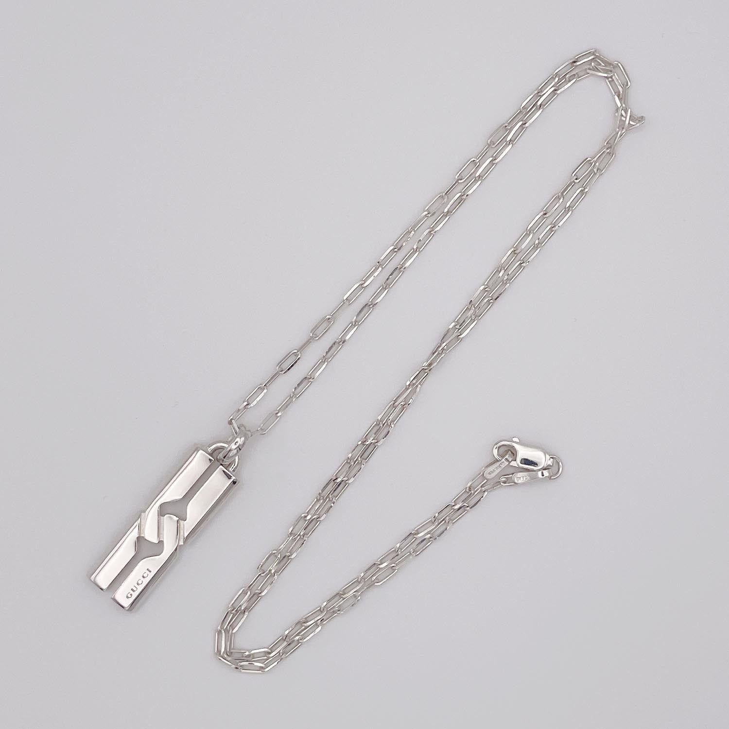 GUCCI グッチ ノット プレート ネックレス SV925 社外チェーン 新品