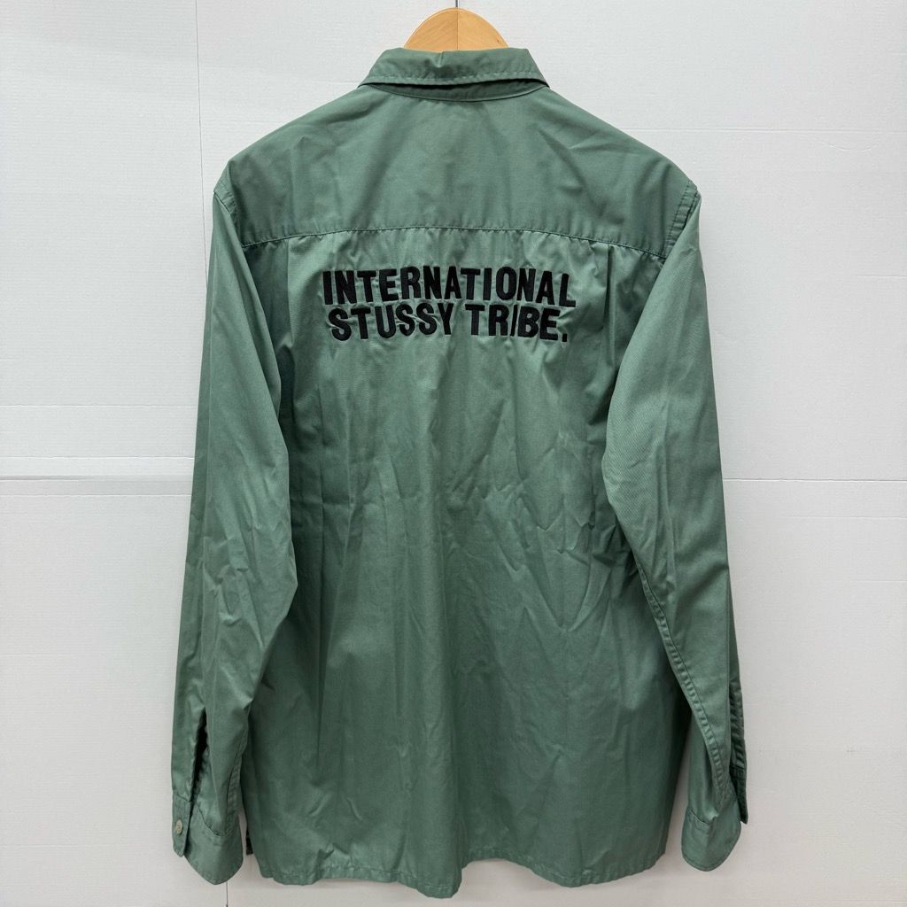 中古 STUSSY 長袖 シャツ Lサイズ グリーン系 STUSSY ストリート系