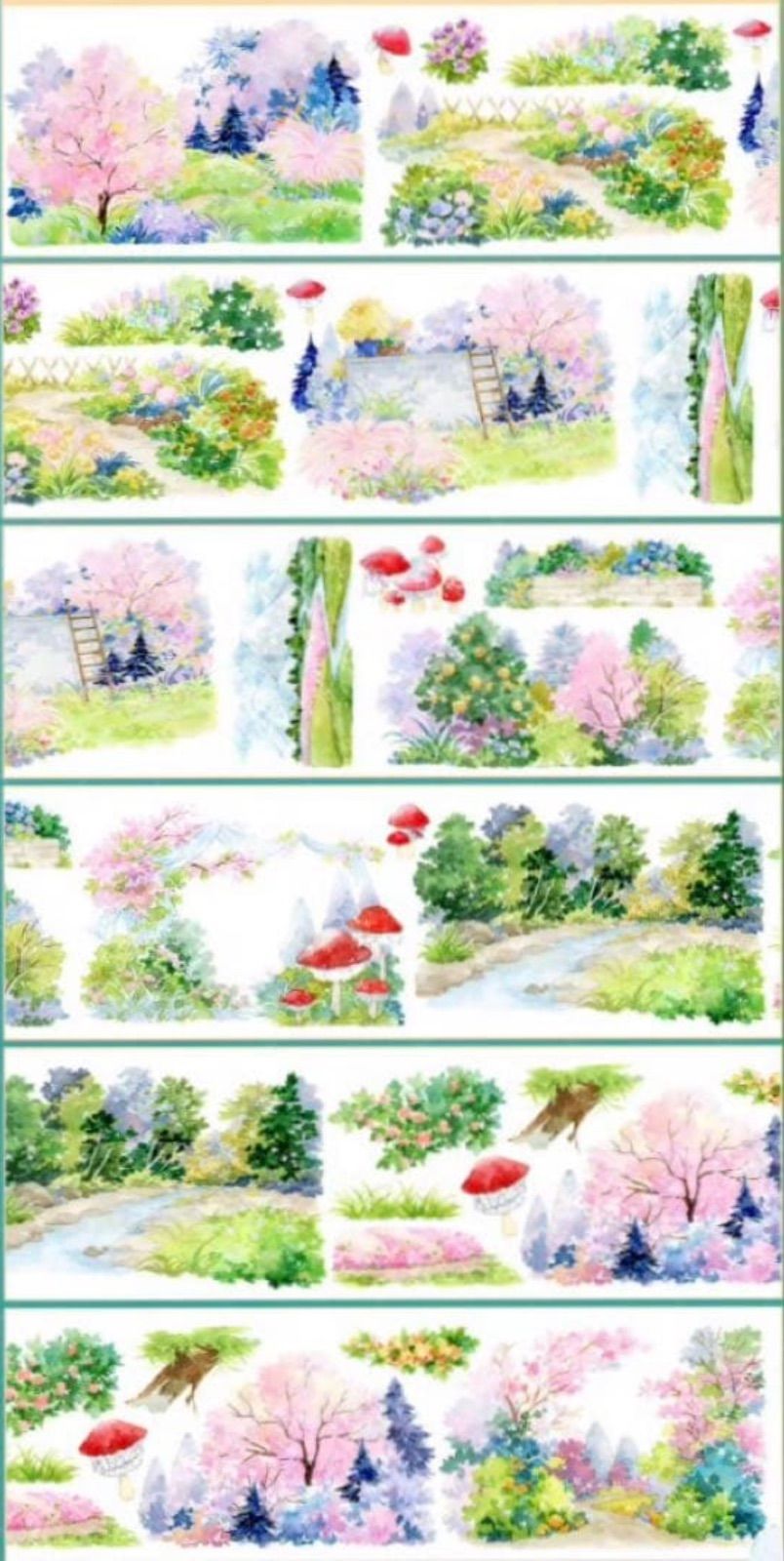 贝壳光 8cm×10m 映夕霏 海外マスキングテープ 贝壳光 8cm×10m 映夕霏 海外マスキングテープ 海外マステ 風景 森林