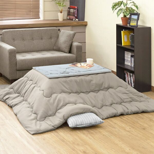 こたつ 約幅90cm マーブルホワイト 中間スイッチ付き オールシーズン