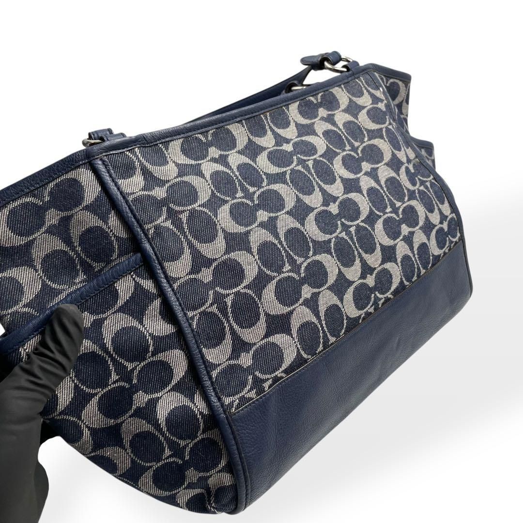 希少 COACH コーチ パッチワーク デニム シグネチャー ギャラリー 