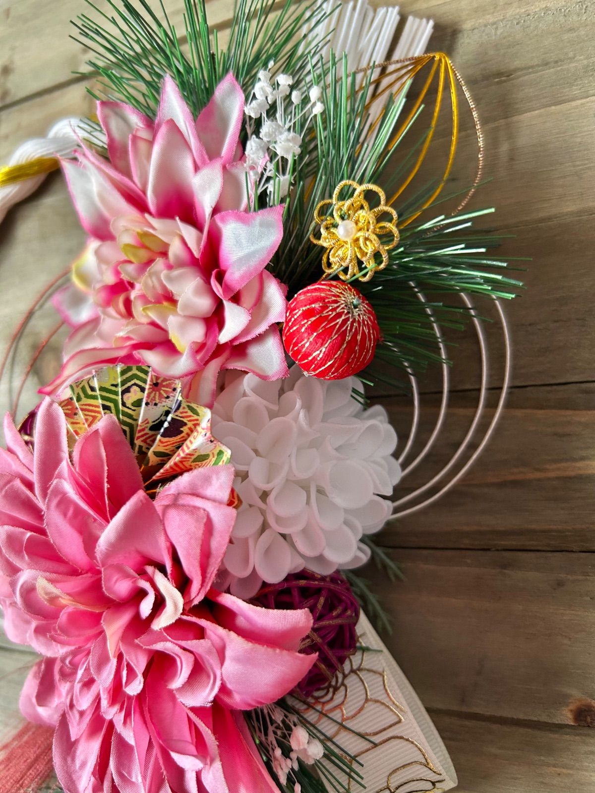 7-197 しめ縄リース しめ縄飾り お正月飾り お正月リース カラー