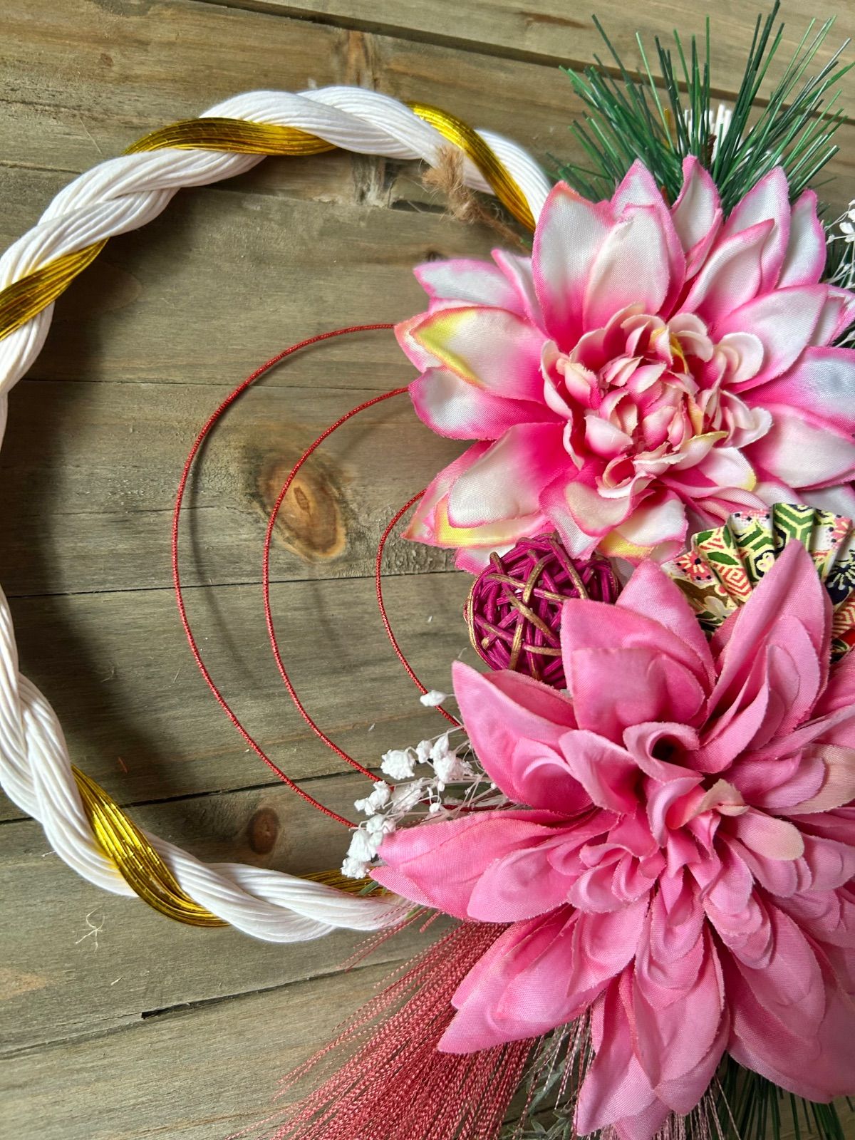 8.しめ縄リース 2025年新作 ソラフラワー 幸せを願い ナチュラル しめ縄飾り しめ縄