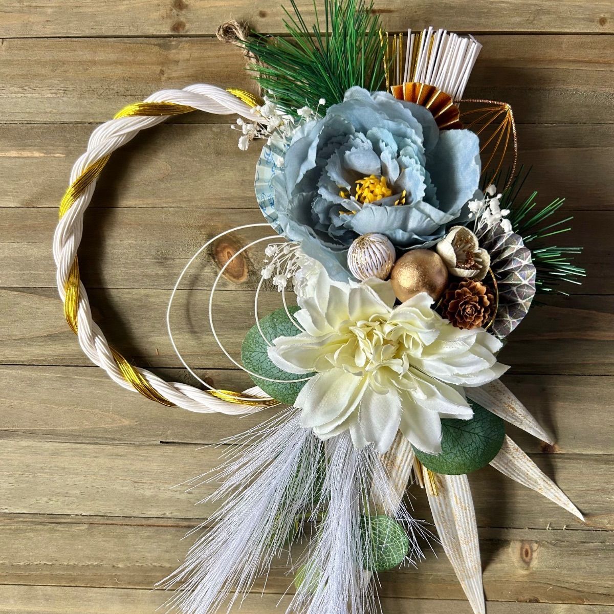 7-199 しめ縄リース しめ縄飾り お正月飾り お正月リース カラー