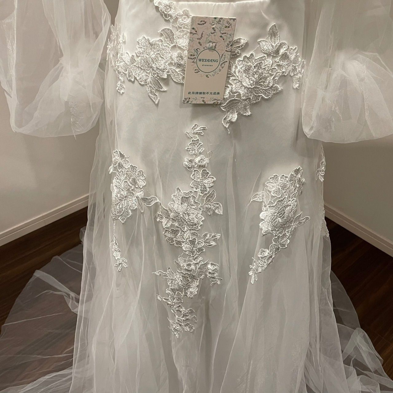 ウェディングドレス Sチュール袖 レース 前撮り フォト 結婚式 発表会