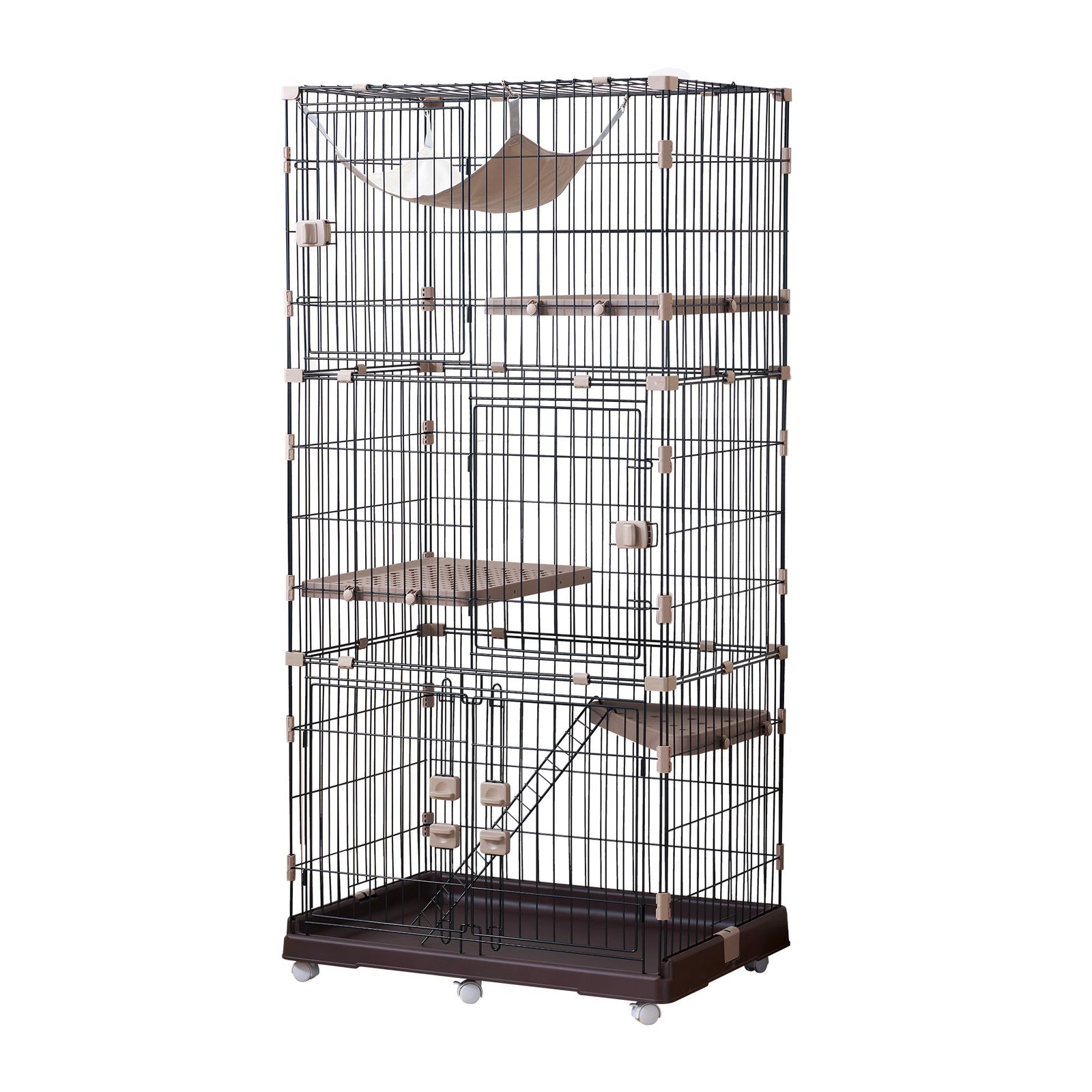 RAKU 猫ケージ 3段 ブラウン 楽天市場】猫 ケージ 収納型 キャット