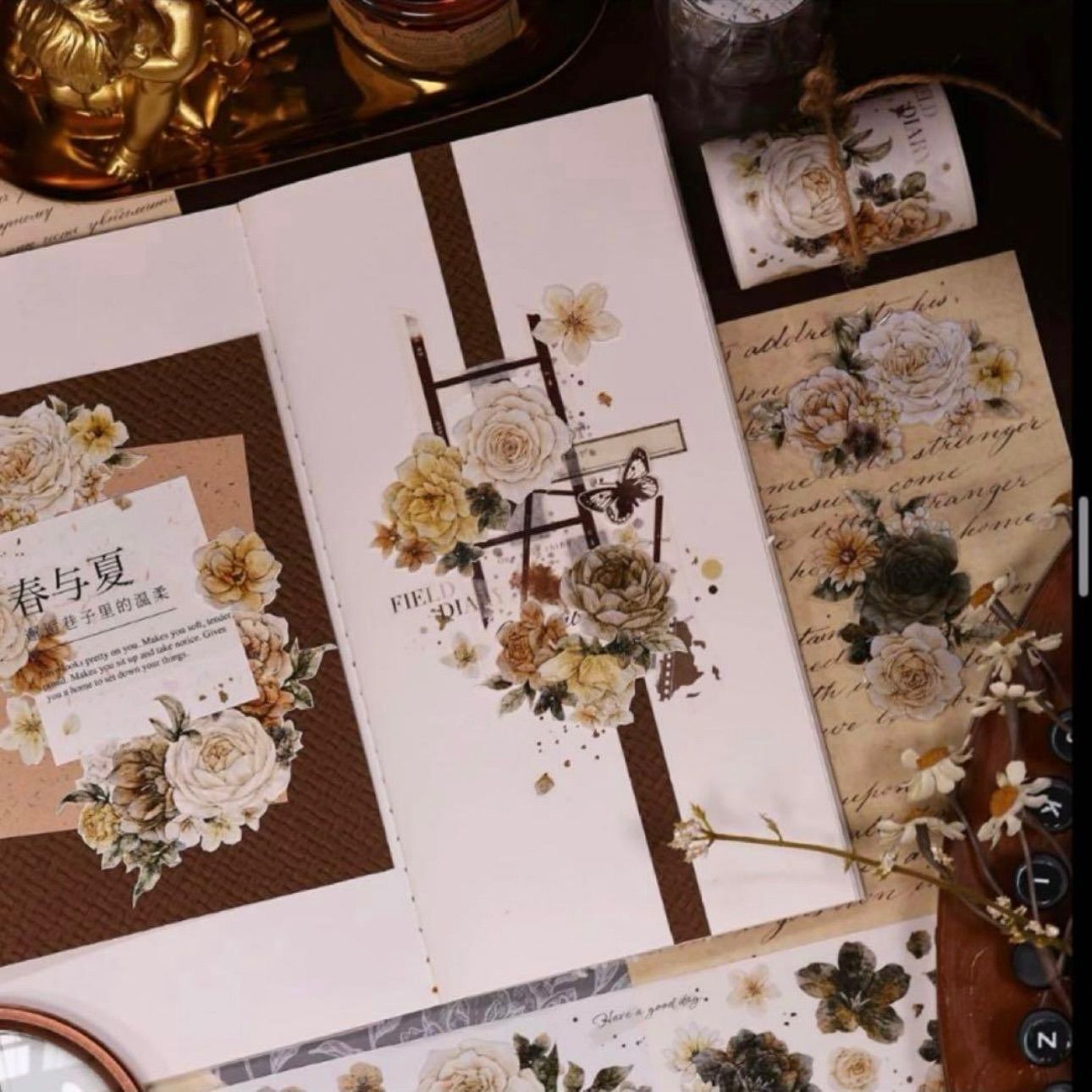 PET 6cm×6m 焦糖拿铁 海外マスキングテープ 海外マステ 花 - メルカリ