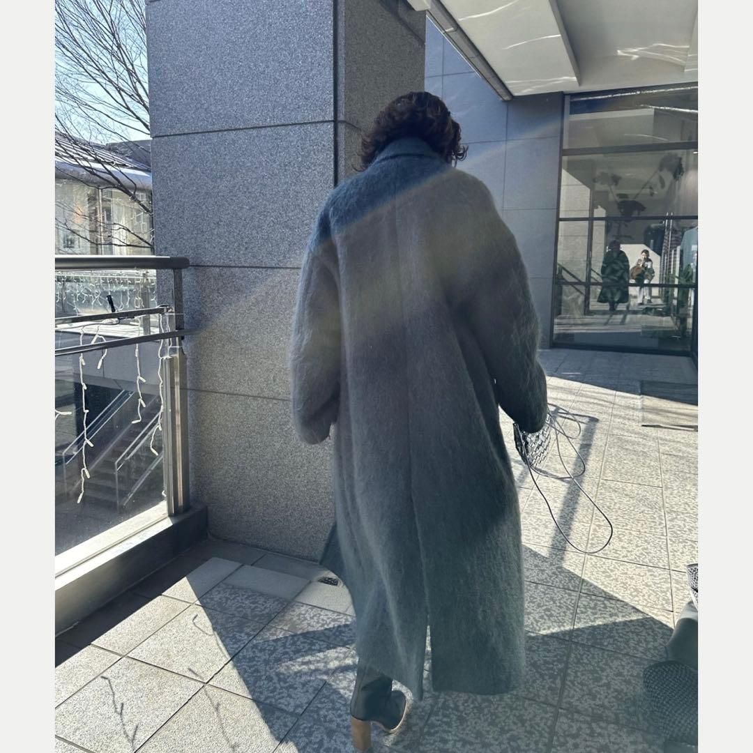 未使用級 HAUNT モヘヤ シャギーコート グレーグリーン - メルカリ