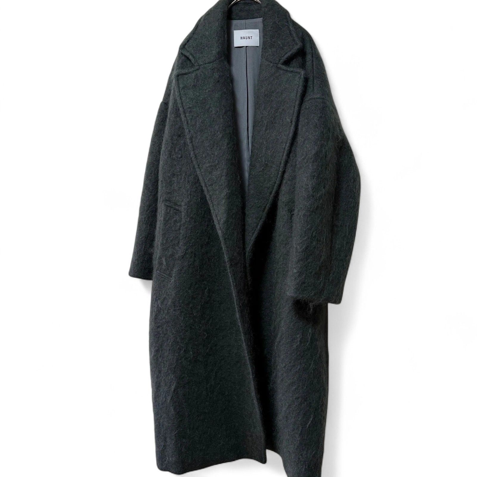 未使用級 HAUNT モヘヤ シャギーコート グレーグリーン - メルカリ