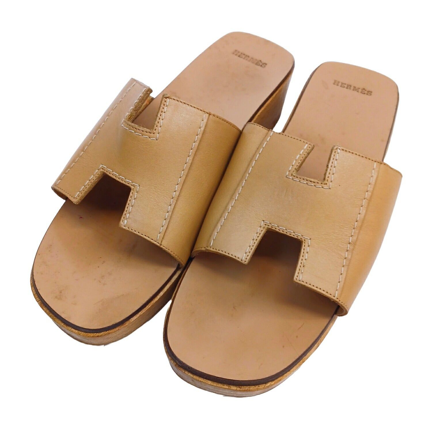 HERMES エルメス サンダル 35 ケブラールH ウッドソール - メルカリ