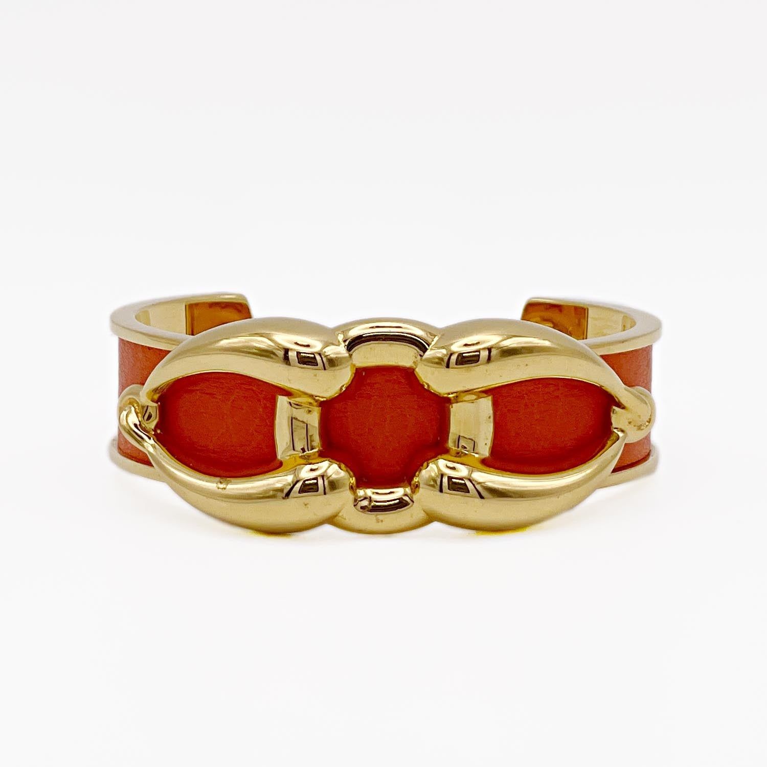 エルメス レア ヴィンテージ バングル レザー & メタル HERMES エルメス カフバングル メタル×レザー ブレスレット